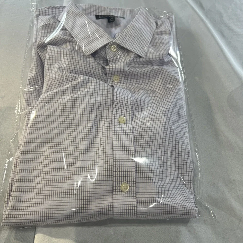 Banana Republic Mens Plum‎ Plaid Long Sleeve Button Up Size Xl  Beautiful 459